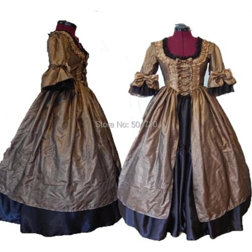 Tailored! brown Royal 18 Century French Duchess Retro medieval Renaissance Reenactment Theatre Civil war Victorian dress HL-448
