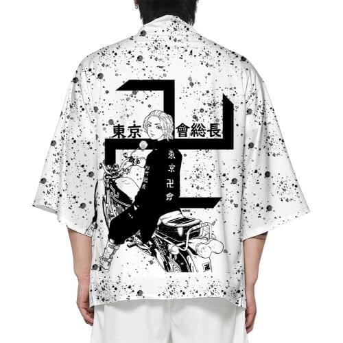 Anime Tokyo Avengers Cosplay T-shirt cloak Draken Manji Gang summer Haori Kimono T-shirt jacket Tokyo Revengers men short sleeve