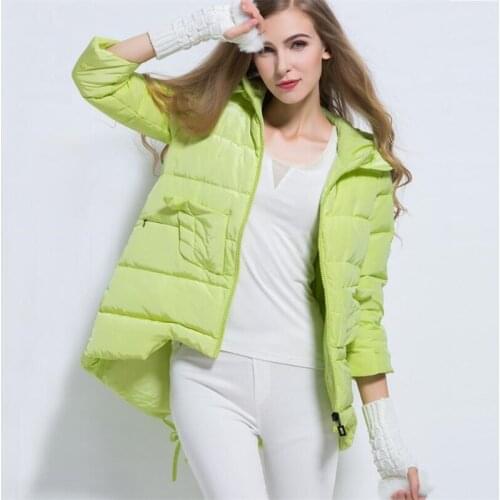 Brand Women ski down jacket 2019 Medium-Long Design girls Winter Coat Thin Light Womens 3/4 sleeve Down Jacket Hooded female