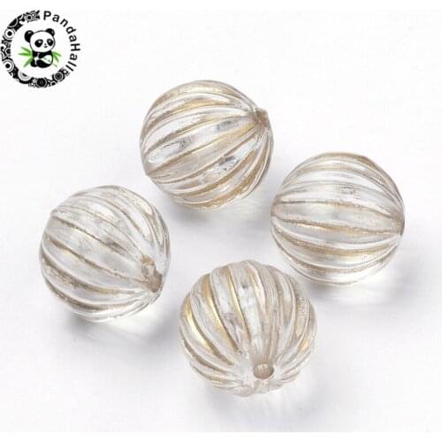 Plating Transparent Acrylic Beads Golden Metal Enlaced for Jewelry Making