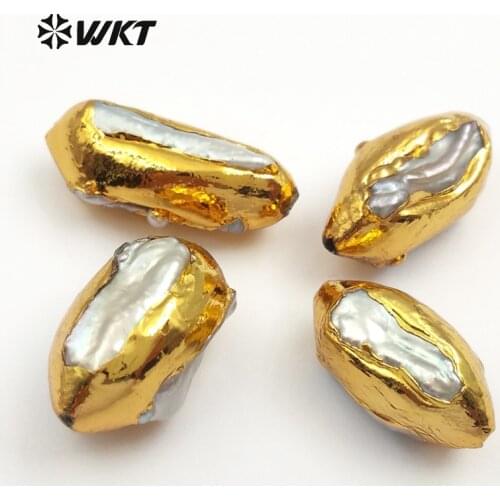 JF285 WKT Fashion Metal Plated Natural Freshwater Pearl Spacer Loose Beads Jewelry Finding For Women Jewelry Making Accessories