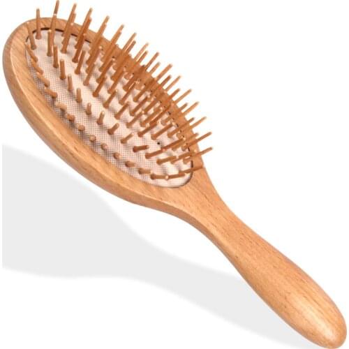 Wooden Paddle Hair Brush with Bamboo Bristle Detangle Massage Scalp Comb Detangling Brushes Natural Hairbrush
