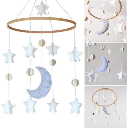 Baby Crib Dream Catcher Mobile Stars Moon Wind Chime Felt Hanging Dreamcatcher Nursery Carousel Rattles Bedroom Decoration