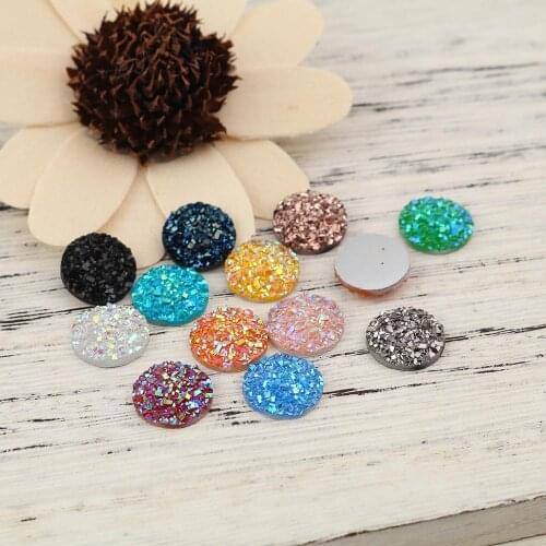 DoreenBeads Resin Druzy/ Drusy Dome Seals Cabochon Round Rose Gold Multicolor DIY Findings Components 12mm( 4/8") Dia., 50 PCs