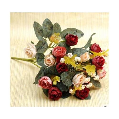 Good Quality Artificial Silk Rose Flowers Bouquet Home Decorations