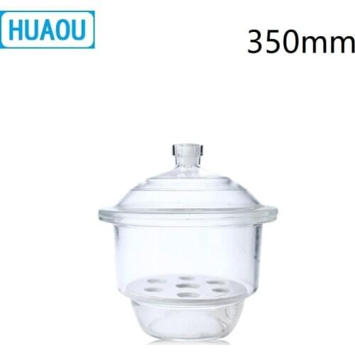 HUAOU 350mm Desiccator with Porcelain Plate Clear Glass Laboratory Drying Equipment
