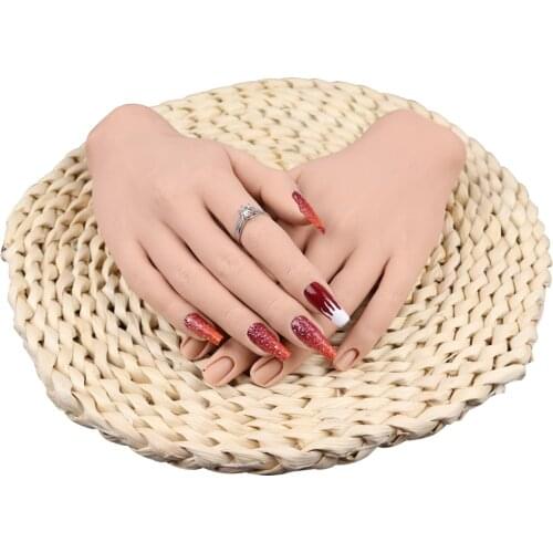 Nail Practice Fake Hand Easy to Adjust False Nails Nail Art Training Tools Can Be Inserted Newly Upgraded Silicone