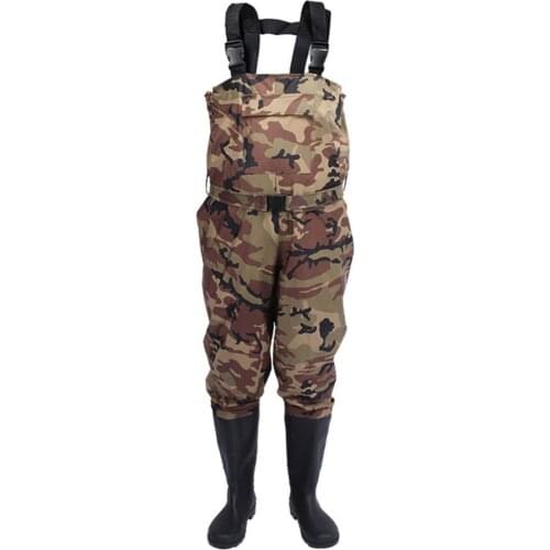 Camouflage Waterproof Wading Pants With Boots Outdoor Fishing Camping Farming Breathable Overalls Male Wear Strap Jumpsuits