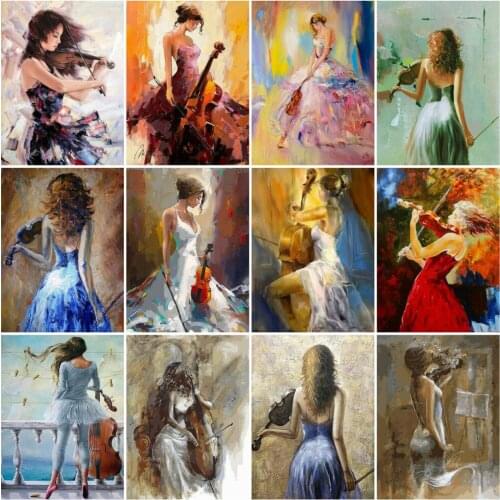HUACAN Painting By Numbers Music Girl Acrylic On Canvas Wall Art Unique Gift Picture By Numbers Figure Decoration