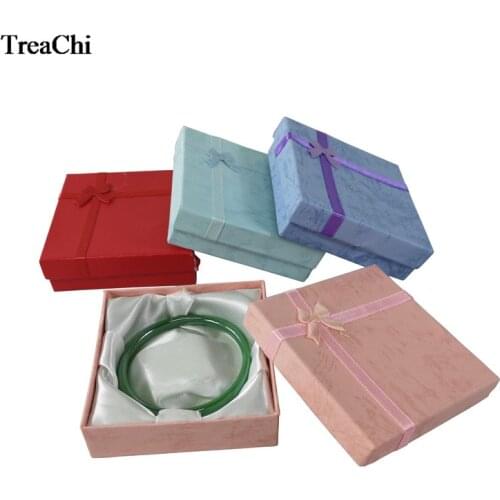 20Pcs/lot Square Papper Jewelry Display Box Colorful Rbbon Bracelet Jade Bangle Storage Organizer Gift Box 9*9*2cm Wholesale