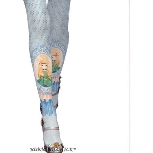 Cartoon Beads String Girl Princess Lace Printing Pantyhose Fashion Girls Bottoming Socks