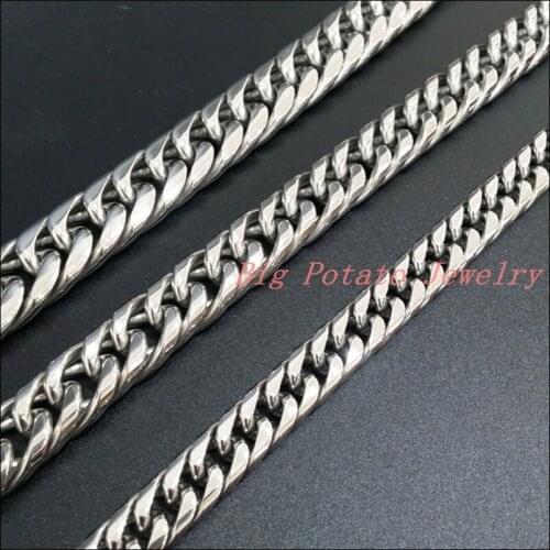 Mens Cool Chian Silver Color Stainless Steel Curb Cuban Chain Mens Boys Necklaces 11/13/16mm,Top Quality