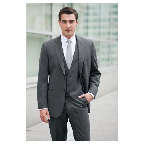 3 Pieces Formal Notch Lapel Fashion Two Buttons Men Suits Terno Masculino Custome Made (Jacket+Pant+Vest+Bowtie) Gray Tuxedos