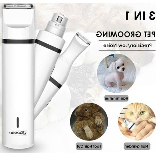 1 3 IN Pet Grooming Kit Rechargeable Pet Clippers Dog Cat Hair Trimmer Paw Nail Grinder Foot Cutter Hair Cutting Machine Clipper