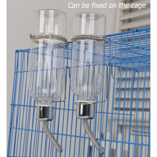 Plastic Water Feeder Bottle Hanging Auto Dispenser Drinker Hamster Small Pets Dog Drinking Stainless Steel Head Pipe Fountain