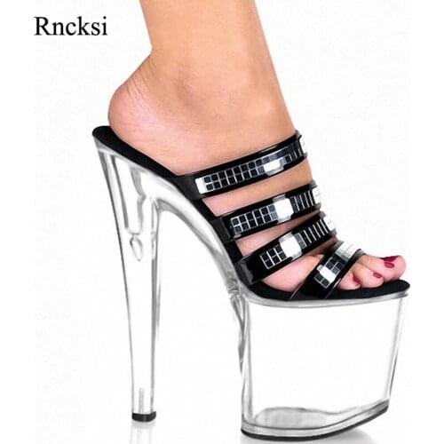 Rncksi New Sexy Women 20CM Super High Heel Clear Platforms Pole Dance/Performance/Model Shoes Lady Wedding Party Slippers Shoes