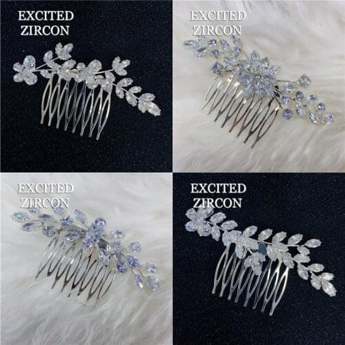 Luxury zircon stone decoration, woman hair comb, exquisite romantic sweet fashion jewelry, bridal wedding accessories