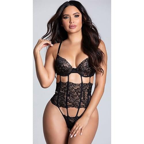 Sexy Halter Lace See Through Bodysuit Lingerie for Women Hollow Out One Piece Bodysuits Exotic Teddies Temptation Underwear