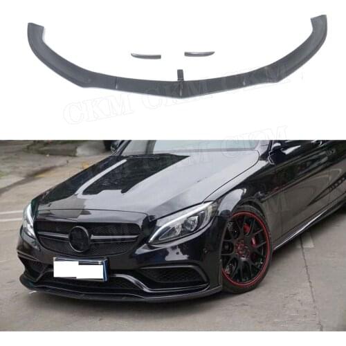 Carbon Fiber Front Lip Spoiler with Side Mudguard trims for Benz W205 C205 C63 C63s AMG Sedan Coupe 2015 - 2022 Bumper Guard