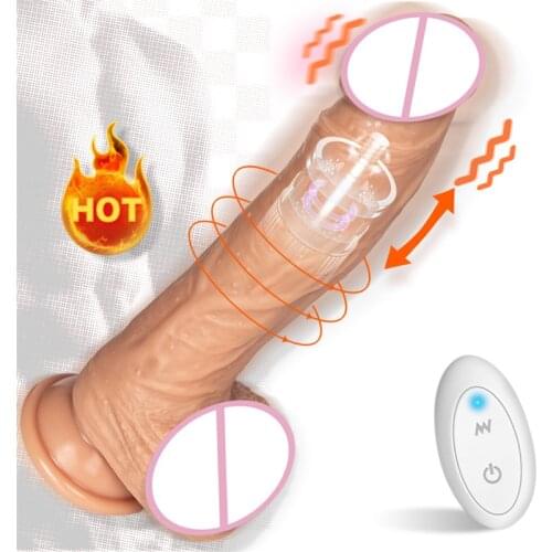 Telescopic Rotation Realistic Dildo Vibrator Skin Feeling Big Penis Suction Cup Sex Toys for Women Vagina Female Masturbation