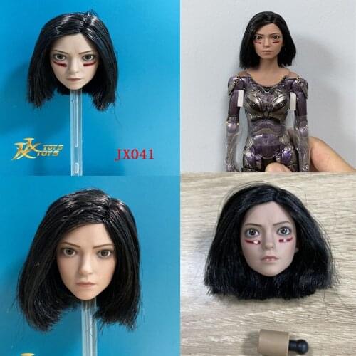 In Stock JXTOYS 1/6 JX041 A/B Alita Head Sculpt Fighting Angel Head For 12" Female PH TBL Body Doll