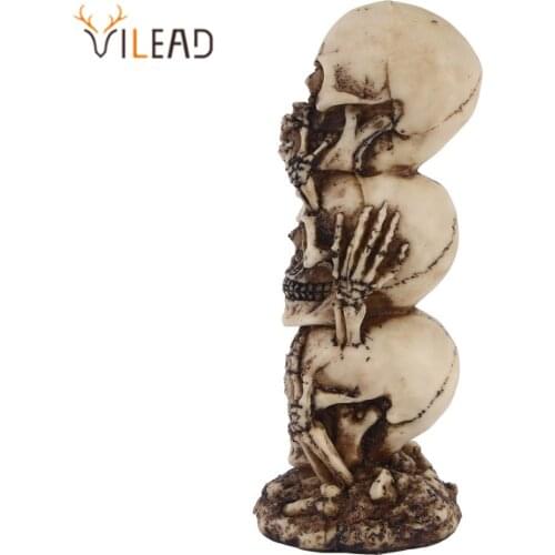 VILEAD Resin Craft Human Skull Ornament Handmade High Quality Statue Sculpture Gift Home Decoration Art Painting Movie Props