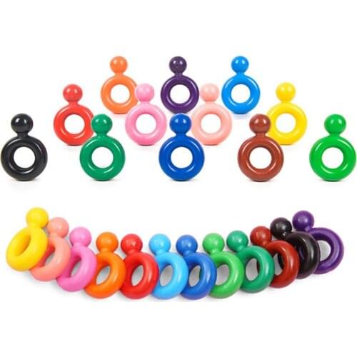 12 Colors Non-toxic Wax Ring Shape Crayons for Baby Kids Safe Painting Drawing