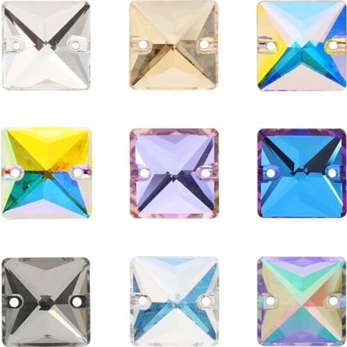 XiChuan New Flatback Square Sew On Rhinestone Gem Bead Glass Crystal For Needlework DIY Clothing Accessories Jewelry Making
