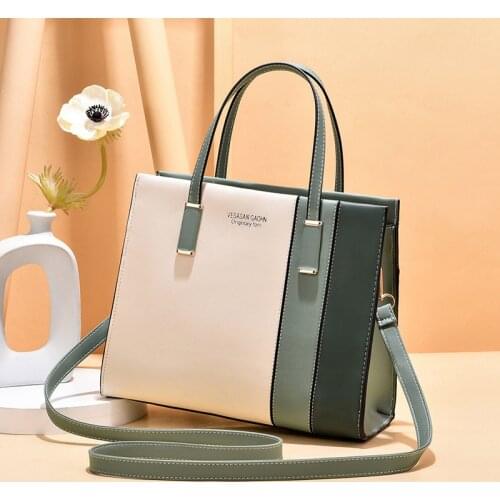 Contrast Color Leather Crossbody Bags for Women Large Capacity Luxury Handbags 2021 New Fashion High Quality Shoulder Bag Tote