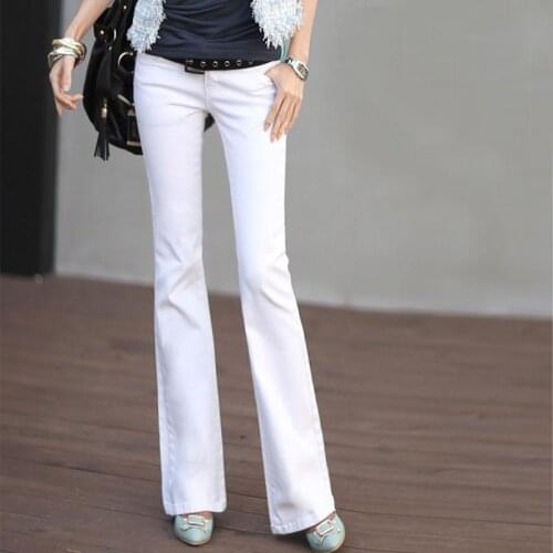 Jeans Woman 2020 Spring Summer OL White women Flared Female Stretch Casual Black Jeans Women Trousers Were Thin Wide Leg Pants