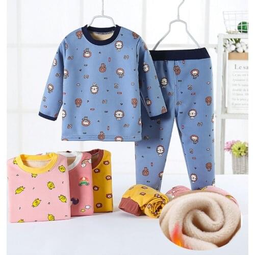 Girls Boys Thermal Pajamas Winter Long Sleeve Children Clothing Sleepwear Cotton Thick Warm Pyjamas Sets For Toddler Baby Kids