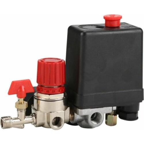 1Set 20A Air Compressor Pressure Valve Switch Control Manifold Regulator Gauge Switch 95-125PSI