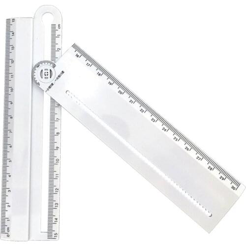 1pcs Simple Style 30cm Transparent Rectangle Ruler Protractor Student Stationery Drawing Tool Measure Thickness And Font Size