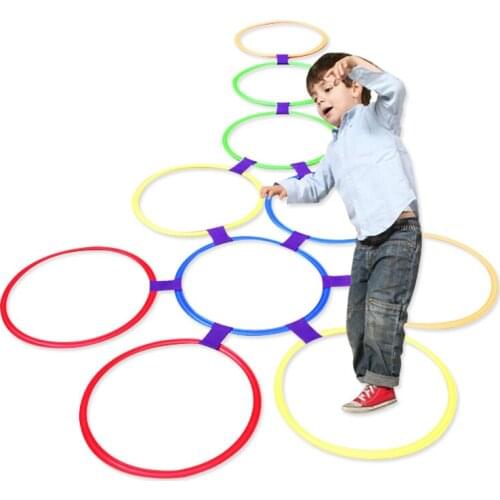 10pcs/set Jump Rings Outdoor Games Sport Toys Children Party Games Early Learning Sport Game Hopscotch Circle Jumping w/buckle