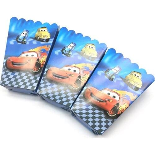 12/24/36/48 pcs Disney Cars Theme Party Supplies Paper Popcorn Boxes Baby Shower Birthday Party Decoration Favors Supplies Set