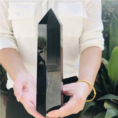 15cm Natural obsidian obelisk point quartz crystal wand healing