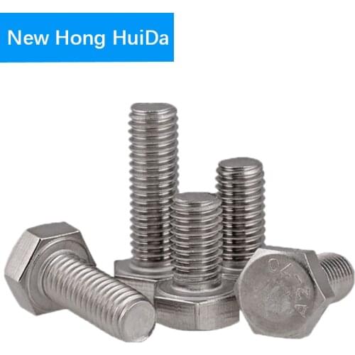 2pcs 3/8 1/2 5/16 3/4 1/4 7/16 Hex Head Bolt Metric Thread External Hexagon Screw 304 Stainless Steel