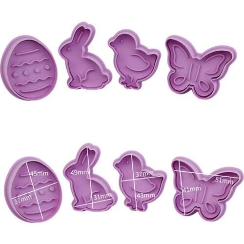 4Pcs/Set Christmas Halloween Cookie Cutter Stamp Biscuit Mold 3D Cookie Plunger Fondant Sugar Craft Pastry Cake Decorating Tool