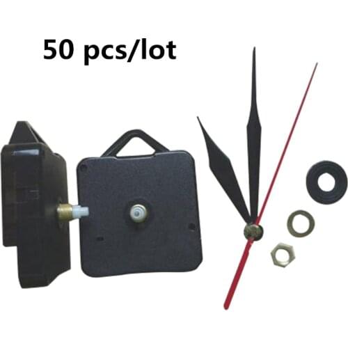 50 pcs / lot wholesale Quartz Wall Clock Movement Clock Parts And Accessories Mechanism DIY Repair Parts Black Hands with hook