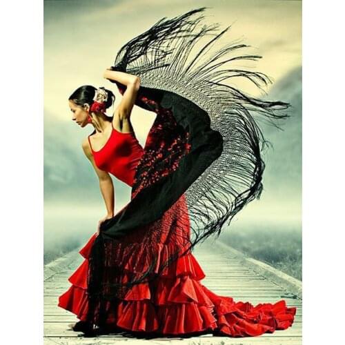 5d Diamond Painting Red Dress Dancer Full Set Diamond Embroidery With Square Round Stones Diamond Mosaic Home Decor
