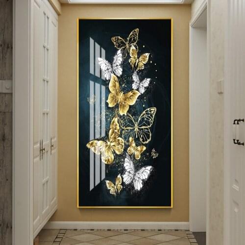 5D Crystal Porcelain Painting Flower Butterfly Diamond inlay Painting Vestibule Mirror Surface Decor Home Art Wall Decor