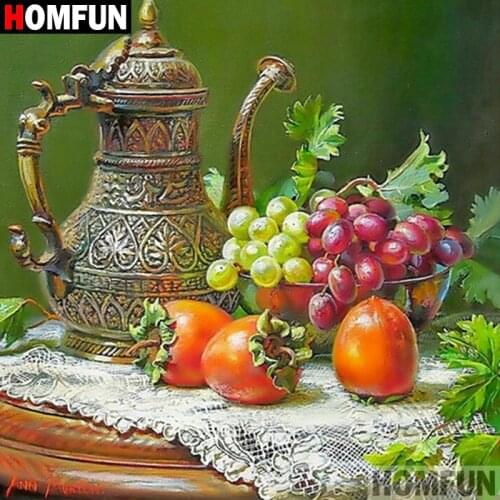 HOMFUN Full Square/Round Drill 5D DIY Diamond Painting "Fruit tea set" 3D Embroidery Cross Stitch 5D Home Decor A07586