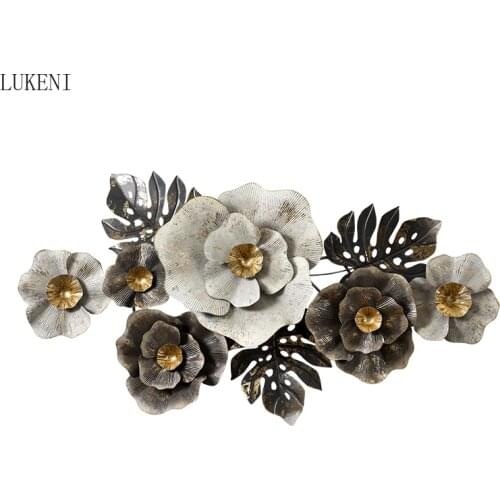 American Wrought Iron Wall Hanging Flowers 3D Wall Sticker Decoration Home Livingroom Background Wall Mural Ornametns Crafts Art