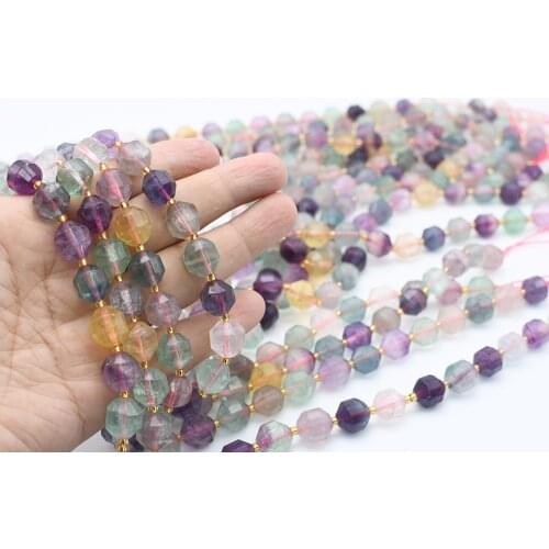 10-12mm AA Natural Multicolor Fluorite irregular Faceted Stone Beads For DIY necklace bracelet jewelry making 15 "free delivery