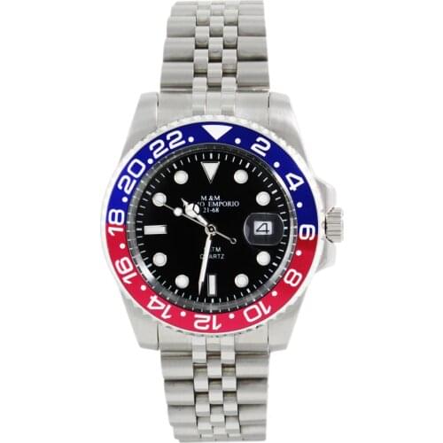 M & Ms first general store watch Sub with red-blue dial 1101RBJ
