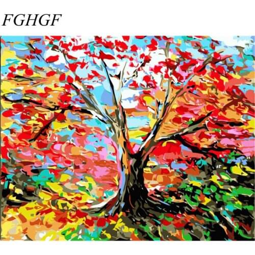 FGHGF Painting By Numbers Frameworks coloring by numbers Colorful Tree Home Decor canvas painting by numbers Modular pictures