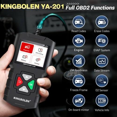 YA-201 obd2 Automobile Fault Code Reading Card Diagnostic Tool Instrument Battery Detector 2.4 inch TFT