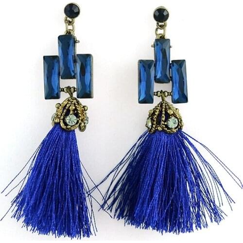 Bohemias long tassel earrings with an alloy of drill-encrusted national fashions stud earring
