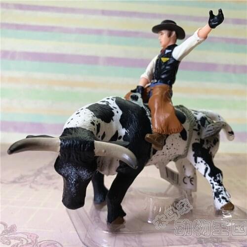 Pvc figure model toy Bullfighter scene simulation animal model knight athletic long horns bull
