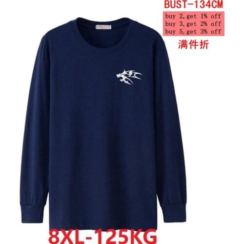 Mens cheap big T-shirt wolf Large size 5XL 8XL long sleeve winter autumn XL large size 7XL T-shirt home black T-shirt